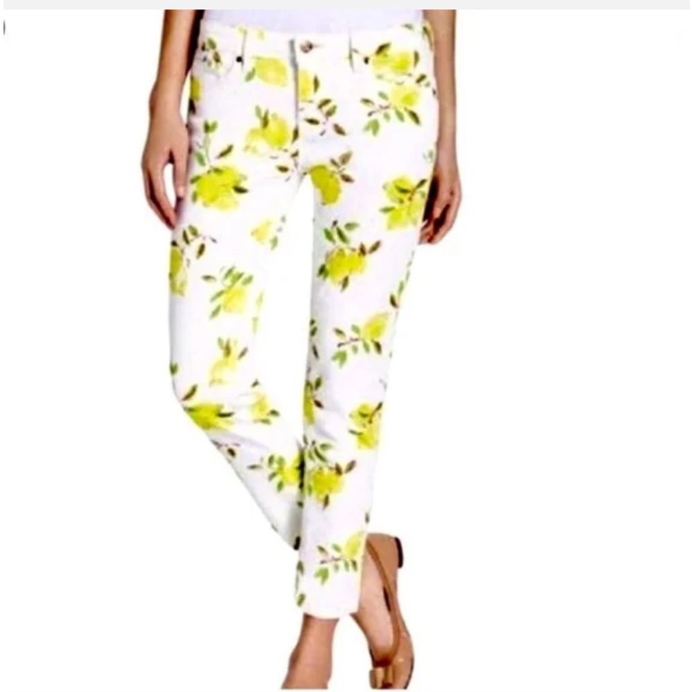 Kate Spade Broome Street lemon print skinny ankle jeans Sz 27